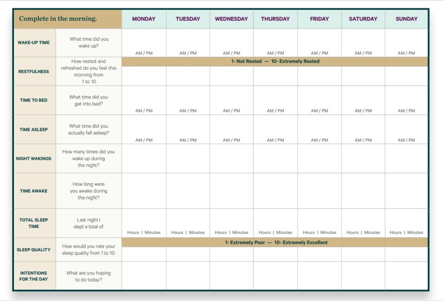Sleep Diary for seniors from TheKey.