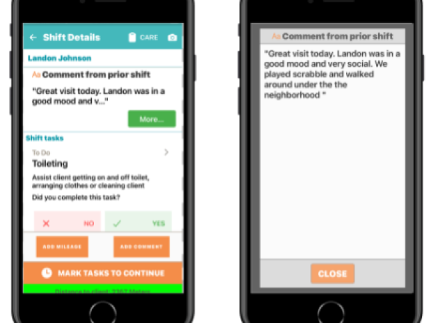 The prior shift’s general comment will display at the top of the page.